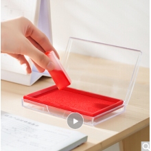 得力(deli)13788mm透明外壳方形快干印台印泥 办公用品 红色9864